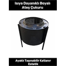 Premium Serisi Taşınabilir Katlanır Estetik Şık Isıya Dayanıklı Boyalı Ayaklı Siyah Ateş Çukuru