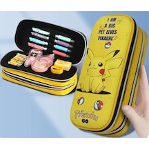 Pokemon Pikachu Büyük Kapasiteli Çift Fermuarlı 3d Sert Kapaklı Kalem Kutusu