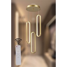 Modern Gold 3 Lü Nordic Sarkıt 3 Renk Kumandalı Led Avize Eskitme - Gold