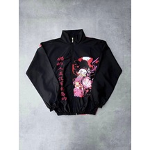 Fermuarlı Dijital Baskılı Rüzgarlık - Siyah Çok Renkli