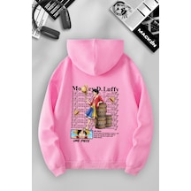 Macklin Unisex Kadın Erkek One Piece Monkey D Luffy Anime Özel Tasarım Baskılı Kapşonlu Sweatshirt Pembe Mck1207 Pembe