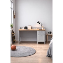 Taiga Çekmeceli Çalışma Masası 120x87x65 Cm Buz Gri - Retro Tasarım Antrasit Taiga Çekmeceli Çalışma Masası 120x87x65 Cm Buz Gri - Retro Tasarım Antrasit