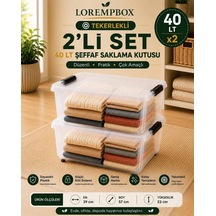 Lorempbox 40 Lt Tekerlekli Şeffaf Saklama Kutusu 2'li Set Çok Renkli