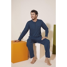 Kly 9230 Erkek Midi Yaka Pijama Takım 001