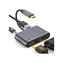 Type-C 4 In 1 4K Hdmı Vga Usb 3.0 Type-C Şarj Girişli Adaptör