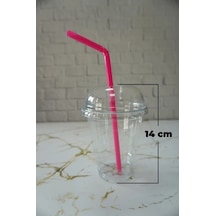 Plastik Şeffaf Bardak Kapaklı Milkshake Bardağı Kahve Bardağı Soğuk Içecek Bardağı 400ml 50 Adet 44008083
