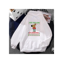 Tarzsokak Beyaz Unisex Chill Guy Chilling Noel Moletom Masculino Kapşonluekkış