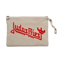 Judas Priest Logo 3 Krem Clutch Astarlı Cüzdan / El Çantası Krem