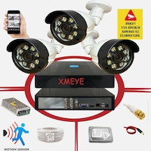 3 Lü Hareket Algılayan 5 Mp Lens 8 Warm Led Gece Renkli Gösteren Güvenlik Kamerası Seti Bs 2308w