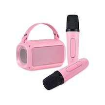 Ranyeek Pembe Ev Ktv Mikrofon Ve Hoparlör Seti, Bluetooth 5.0, Çift Mikrofon, Renkli Işık, 20m Mesafe, 5w Güç