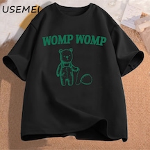 Flood Of Style Womp Komik T Shirt Erkekler İğneleme Giyim Grafik Meme T-shirt Pamuk T Shirt Erkek Giyim Boy Siyah