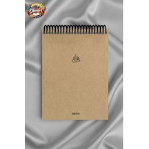 Üstten Spiralli 100 Yaprak Çizgisiz Orta Boy Sert Kapak Bloknot Defter Kraft Kağıt 16x23 Cm