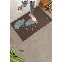 Valerine Life Kişniş Çiçeği Motifli Kahverengi Welcome Hoş Geldiniz Kapı Önü Paspası 45x70cm Kahverengi