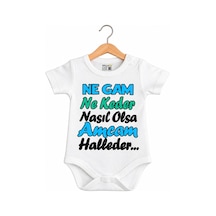 Babylimon Ne Gam Ne Keder Nasıl Olsa Amcam Halleder Yazılı Baskılı Bebek Zıbını Beyaz - 936542293 Beyaz