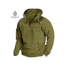 Sonbahar/kış Kapüşonlu Düz Renk Erkek Günlük Sweatshirt, Erkek Ceket, Spor Gömlek Yeşil Sonbahar/kış Kapüşonlu Düz Renk Erkek Günlük Sweatshirt, Erkek Ceket, Spor Gömlek Yeşil