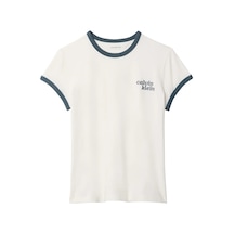 Calvin Klein Ss Slım Logo Rınger, Yas Krem Kadın T-shirt