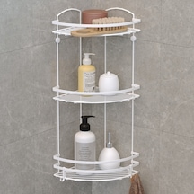 Teknotel Üç Katlı Kancalı Banyo Rafı Beyaz Lm009H Çok Renkli