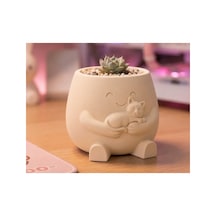 Sevimli Kaktüs Saksısı Kedi Figürlü 3d Baskı Sukulent Saksı