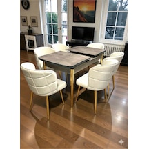 Msy Home 6 Kişilik Exclusive Kelebek Sonomo Gold Ayaklı Modern Yemek Odası Grubu Bej Msy Home 6 Kişilik Exclusive Kelebek Sonomo Gold Ayaklı Modern Yemek Odası Grubu Bej