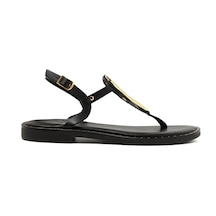 19 Black Sandalet Kadın 22035 Myconian 2025 Greek Sandal Siyah