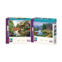 Eski Dünya Haritası Ve Güne Merhaba İkili Set - 1000 + 500 Parça İkili Puzzle Seti