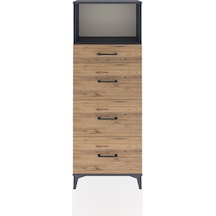 Arges Dolap Tek Raflı 4 Çekmeceli 60x30x163 Antrasit-çam Antrasit