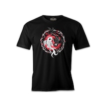 Koi Fishes İn A Floral Circle Siyah Erkek Tshirt 001