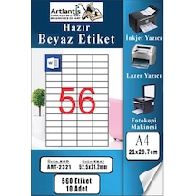 A4 Hazır Etiket 52.5x21.2 Mm 10 Sayfa 1 Paket 56 Lı Kendinden Yapışkanlı Fotokopi Lazer İnkjet Kağıdı Yazıcılar İçin Uyumlu