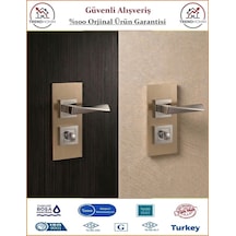 Grossavm Prizma Rozetli Wc Banyo Kapı Kolu - Nikel - 1 Takım Ön Ve Arka