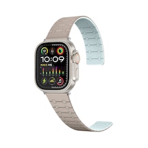 Apple Uyumlu Watch  7 45mm Zore Krd-111 Çizgili Desenli Silikon Kordon-haki
