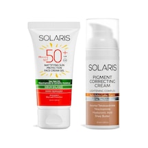Solaris Yağlı Cilt Tipleri İçin Mat Bitişli Jel Güneş Kremi Spf 50+ 50 Ml Ve Aydınlatıcı Leke Kremi 50 Ml