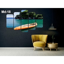 5 Parça Gündüz Deniz Sandal Manzaralı Mdf Tablo