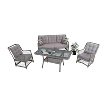 Lavida Bahçe Oturma Takımı Rattan Bahçe Balkon Takımı 3+1+1 Ve Sehpa