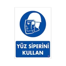 Yüz Siperi Kullan Uyarı Levhası 25x35 Kod:19 - Elwm-292257