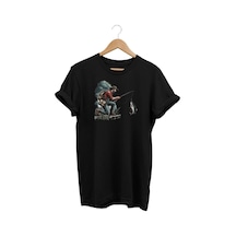 Widi Balık Avı Baskılı Siyah T-shirt Siyah