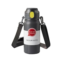 304 L Çelik Siyah 600 ML Askılı ve Pipetli Matara Suluk Cin411sy