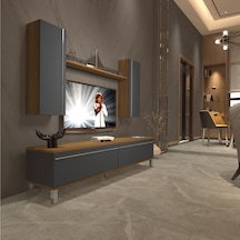 Decoraktiv Eko 7 Mdf Std Krom Ayaklı Tv Ünitesi Tv Sehpası Pera - Antrasit