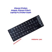 2 Adet Klavye Sticker, Arapça Klavye Etiketi Laptop Pc Sticker Siyah Pvc
