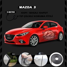 Mazda 3 Oto Araç Kapı Koruma Fitili 5 Metre Parlak Siyah Renk