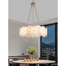 Harlow 60'lık Gold Mermer Taşlı Traverten Model Ledli Avize Gold