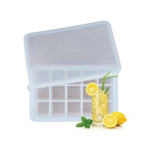 Ranyeek 15 Hücre Silikon Buzluk Kalıbı, Geri Kullanılamabilir Kapağıyla, Kolay Çıkarma, Mutfak/restoran, Mavi 3.3cm Hücreler Çok Renkli