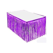 Metalize Masa Eteği Mor Masa Püskülü 360x75 Cm Parlak Mor Masa Kenarı Eteği Metalik Folyo