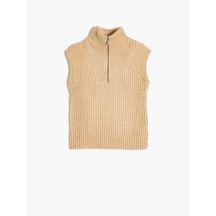 Koton Triko Süveter Kolsuz Yarım Fermuarlı Yaka Bej 5wkg90006at Ekru Koton Triko Süveter Kolsuz Yarım Fermuarlı Yaka Bej 5wkg90006at Ekru