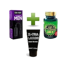 Hızlı Express V-Pills Gold 3Lü Kampanya Süper Penis Kit Set Vakum Pompa Krem