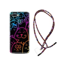 Oppo Ax7 Kılıf Rasta Boyun Askılı Neon Cats 1790 Siyah