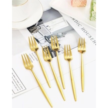 Periboia 6 Adet Mini Boy Lüx Gold Fondü Çatalı Paslanmaz Çelik 14 Çok Renkli