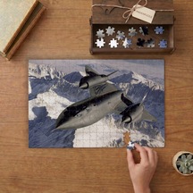 Karlı Dağların Üstünde Savaş Uçağı Tasarımı 240 Parça Ahşap Puzzle Ahşap Kutuda Mpy10033