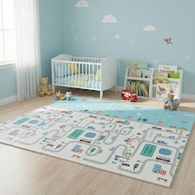 Katlanabilir Çift Taraflı Eğitici Çocuk Oyun Matı, Halısı 180x150 Taşıma Çantalı -london