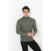 Barlashive Erkek Fitilli Kaşkorse Kumaş Boğazlı Full Likralı Slimfit Body - Haki Çok Renkli