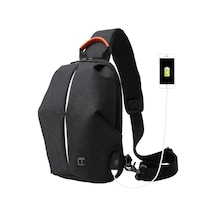 Tangcool Tc-905 Erkek Usb Şarj Portlu Crossbody Göğüs Çantası Siyah